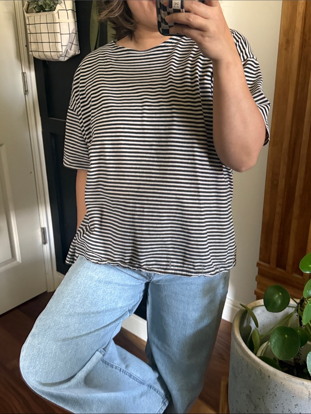 RITVA FALLA Boxy Dropped Shoulder Striped Ulpukka Top. Size M/L